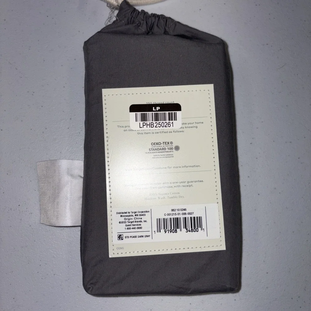 Casaluna Pillowcase Set Supima Percale Standard Cotton Dark Gray